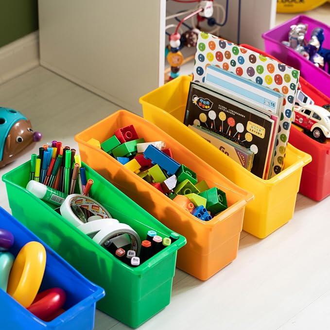 6-pc Assorted Color Plastic Storage Bins Versatile Book Magazine & File Holders for Classroom Office or Home Organization Open Front Desktop Organizers for Supplies Documents & Stationery - Image 8