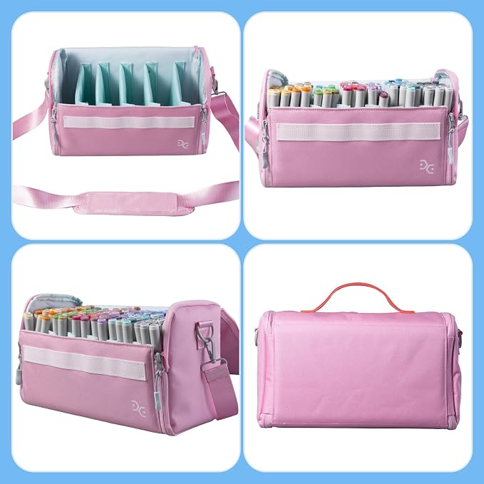 Togood Marker Pens Storage Tote Handbag, Up to 160 Pens, Pink Crossbody Bags Causal Shoulder Bag for Artists Hobbyist - Image 7
