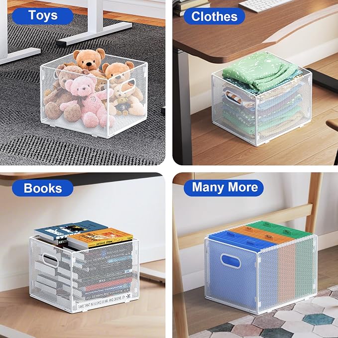 samstar 2 Pack Hanging File Organizer, Mesh File Folder Box Filing Box Cabinet Organizer Storage Boxes, Letter Size,White - Image 6