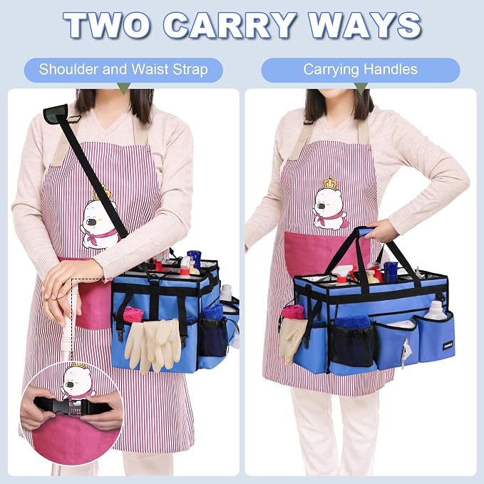 Extra-Large Wearable Cleaning Caddy With Detachable Divider,Cleaning Caddy For Cleaning Supplies Large Cleaning Supply Caddy With Adjustable Shoulder Strap & Waist Belt For Cleaners - Image 7