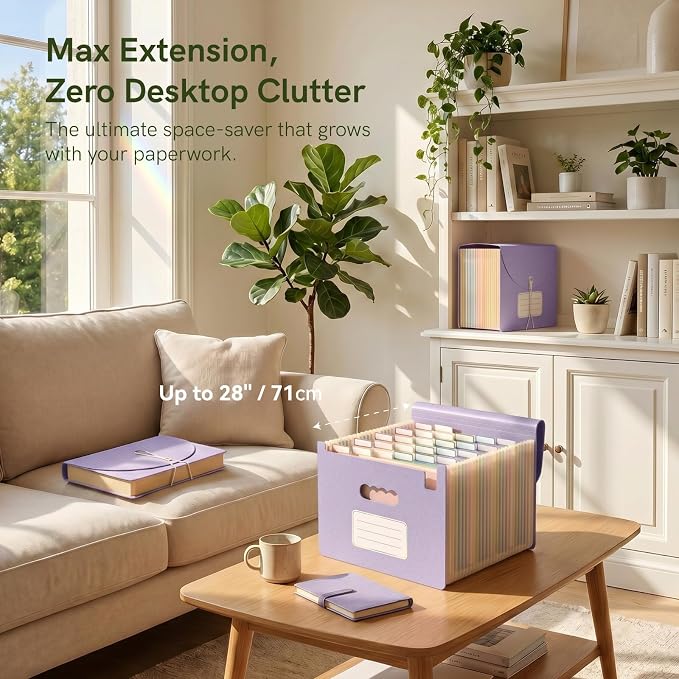 ABC life 26 Pockets Accordion File Organizer, Dusty Lavender | Expanding File Folder for Letter/A4 Size, Portable Document Holder with A-Z Tabs for Tax Receipt, School, Home, Office - Image 7