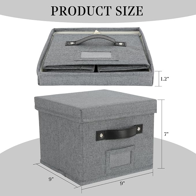 Greeting Card Organizer with dividers - Storage Box with lid Holds 150+ Cards - Assortment Box for Greeting Cards,Recipes, Photos, Envelopes, Keepsake - 9 x 9 x 7 Inches (Gray, 1 pcs) - Image 7