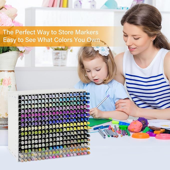 Marker Organizer,300 Slots Marker Storage Organizer with Divider | Marker Holder,Adjustable Marker Rack for Pens,Colored Pencils,Art Brushes,Home Office Art Room and Classroom Desk Organizer - Image 5