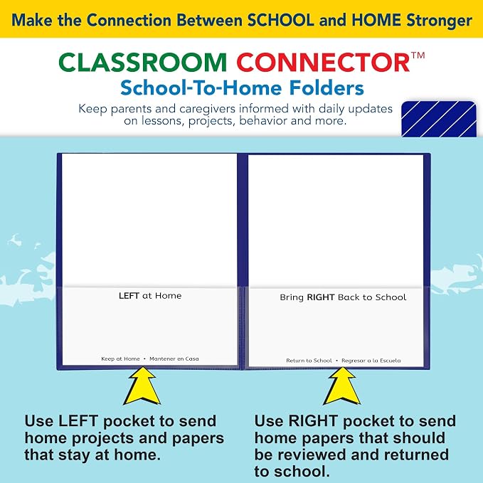 C-Line Classroom Connector School-to-Home Folders, Blue, 25 per Box (32005) - Image 5