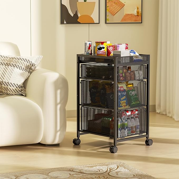 Rolling Utility Cart with 3 Drawers, Craft Organizer and Storage with DIY Divider, Lockable Wheels, Multi-Functional Storage for Art Supplies, Store for Brushes & Paints & Small Parts(Patent Pending) - Image 9