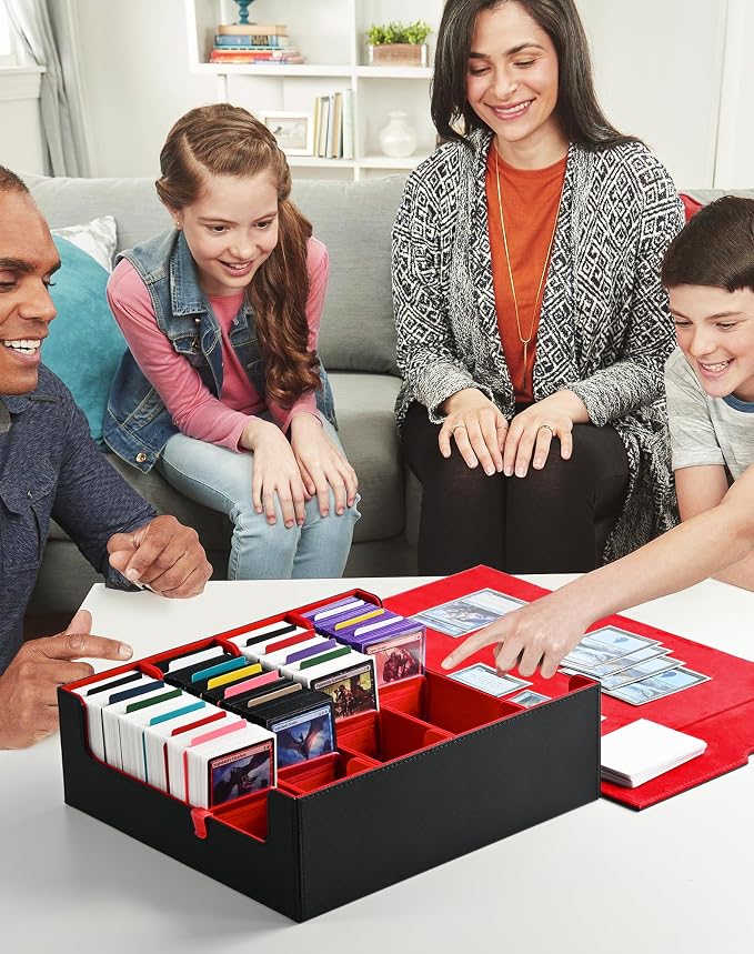 ZLCA Card Storage Box for MTG PTCG, Commander Deck Box Holds 3200+ Cards, Trading Card Storage Case with 4 Stoppers, Card Organizer for TCG Sport Cards(Black&Red) - Image 7