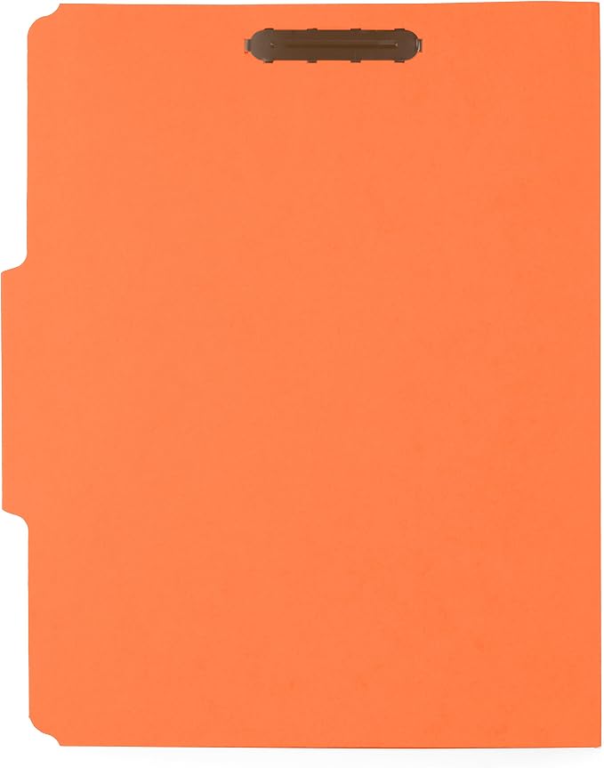 Blue Summit Supplies 50 Orange Fastener File Folders, Letter, 1/3 Cut Tab | Durable 11pt orange paper, reinforced 1/3 cut tabs, 2 prong fasteners, medical, law client and office files - Image 3