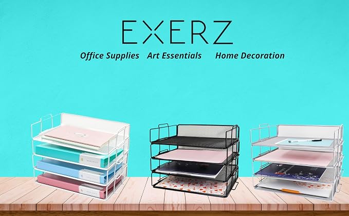 Exerz Paper Sorters 4pcs /Stackable Letter Trays 4 Tiers/File Trays/Desk Organiser - Metal - Office, School, Home - Image 5