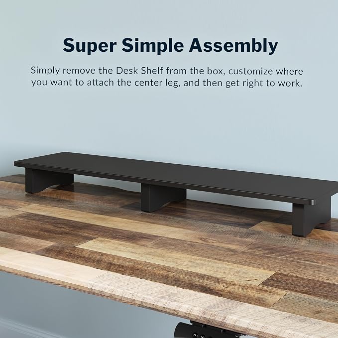 Vari Modern Monitor Riser - Large Dual Monitor Stand - Elevated Desk Shelf for Home Office Organization - Durable and Lightweight - Ideal for Computer and Gaming Setup - Black, 40”x10”x4” - Image 8