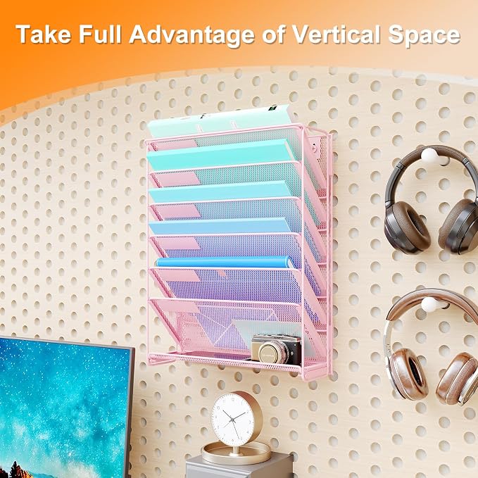 Kuntine.B Wall File Organizer Office Hanging Magazine Holder Wall File Organizer for Office Home - Image 7