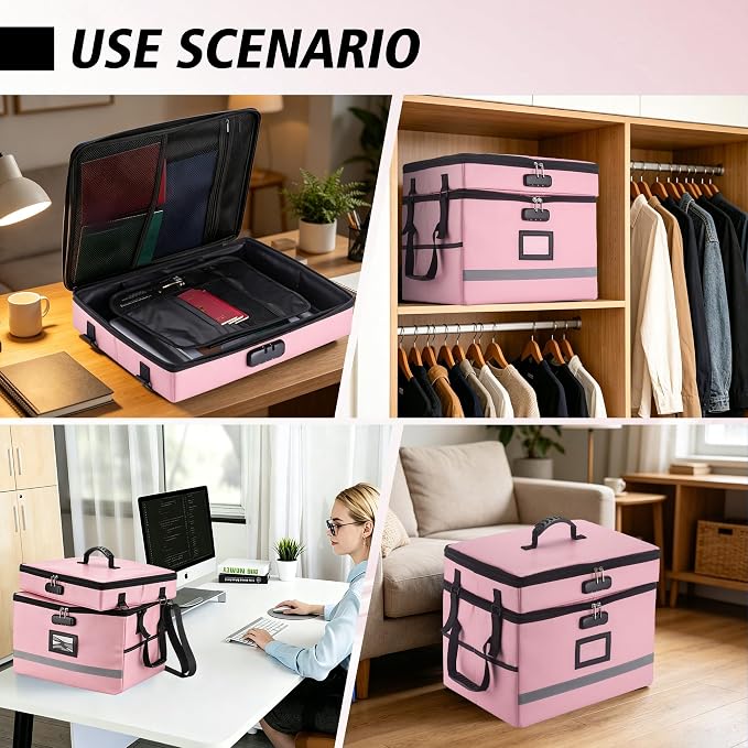 EXLIFBAG 2 Layer File Box with Lock, Portable Document Organizer Box with Handle, Fireproof File Box for Home Office, Legal File Organizer Storage - Image 7