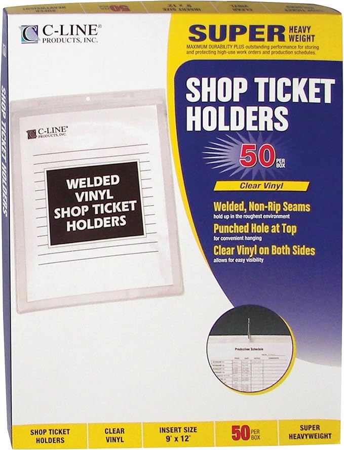 C-Line Vinyl Shop Ticket Holders, Both Sides Clear, 9 x 12 Inches, 50 per Box (80912) - Image 5