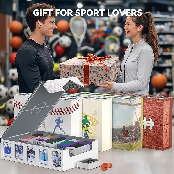Kabinka Soccer Card Storage Box with Window Display, 5-Row Sport Card Storage Box, 3900+ Card Deck Box for Soccer Sports Card TCG, 5 Top Loaders, 5 Stoppers, 48 Dividers, 1 Dice Tray (Soccer 1) - Image 7