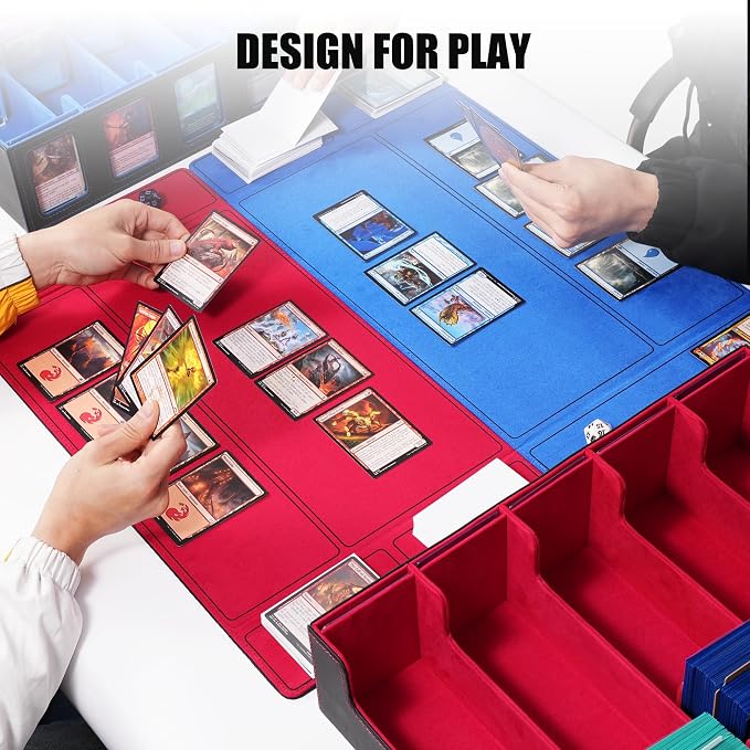 Trading Card Storage Box with Commander Display , 5-Row Deck Case with Removable Lid; 3900+ Card Deck Box for MTG TCG Sports Card, 5 Top Loaders, 5 Stoppers, 48 Dividers,1 Dice Tray (Black Red) - Image 6