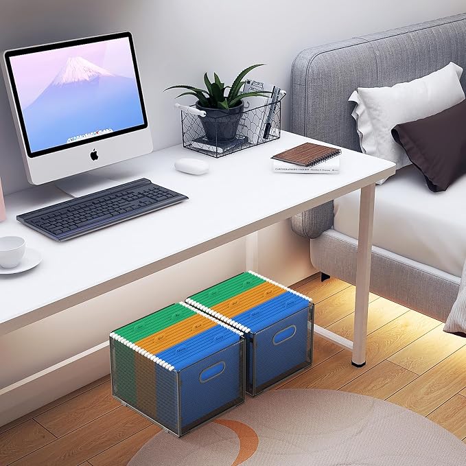 samstar 2 Pack Hanging File Organizer, Mesh File Folder Box Filing Box File Cabinet Organizer Storage Boxes, Letter Size - Image 6