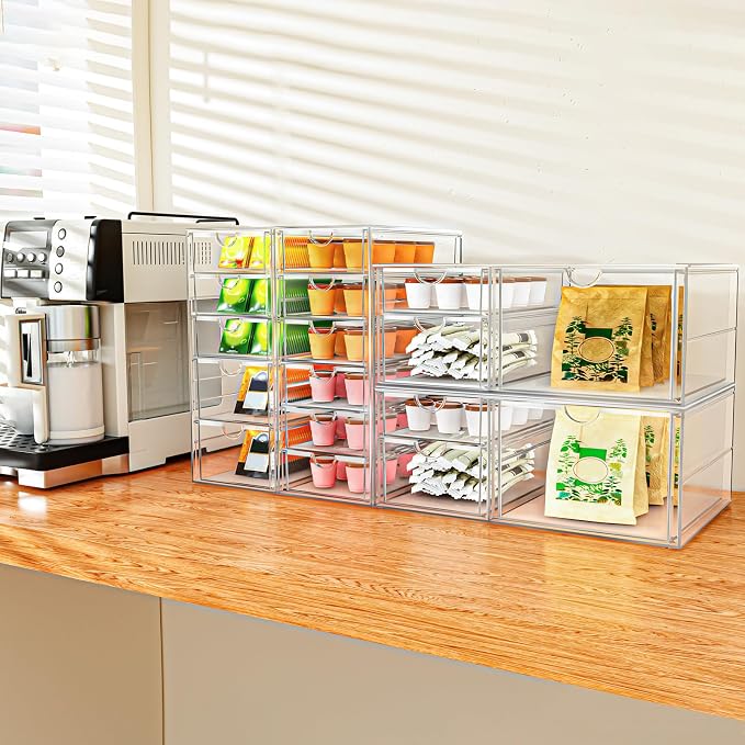 ARSTPEOE 30-Drawer Acrylic Storage & Makeup Organizer for Desk, Bath | Smooth-glide drawers, clear acrylic, stackable , dustproof, wipe-clean, for perler beads, rhinestones, googly eyes, lego bits - Image 7