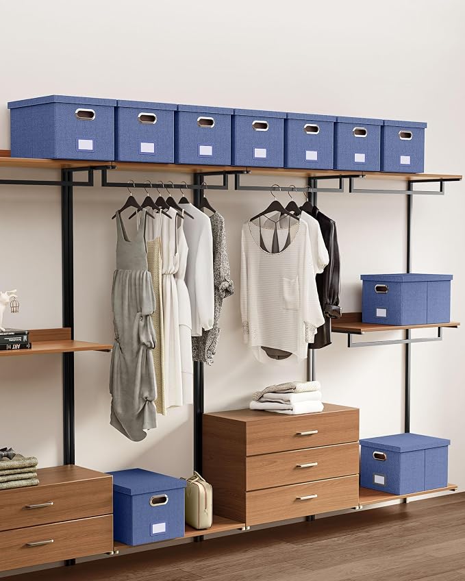 File Organizer with Lid, File Box, File Cabinet for Letter File Folder Storage, Hanging File Organizer for Office/Decor/Home,Document Organizer, 1 Pack,Blue-Box Only - Image 7