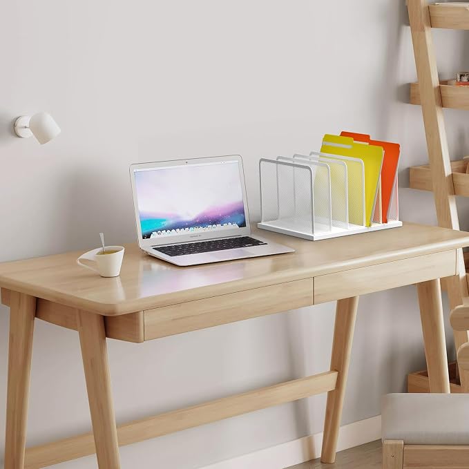 Kuntine.B 5-Section Upright Desk File Organizer White 1 Pack | Vertical, Mesh, Metal, Assembly, Stability, Sturdiness, Organization, Standing - Image 7