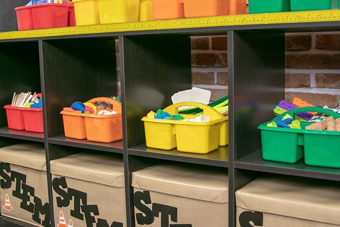 Teacher Created Resources Assorted Primary Colors Portable Plastic Storage Caddy 6-Pack for Classrooms, Kids Room, and Office Organization, (Blue, Green, Orange, Purple, Red and Yellow) 3 Compartment - Image 7