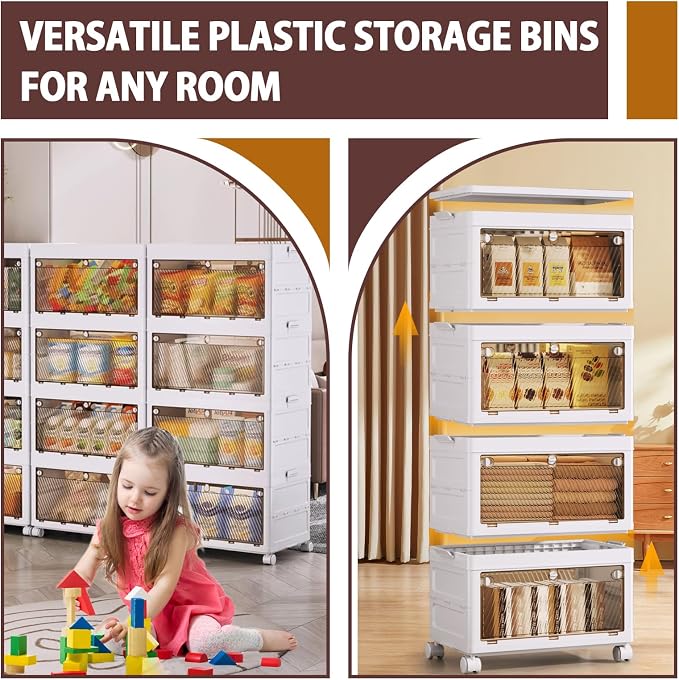 QudraKast 4-Tier Stackable Plastic Storage Bins - 37QT Stackable Storage Bins - Closet Organization and Storage, Suitable for Bedroom, Organization and Storage Boxes for Study, Toy Room, Office - Image 6