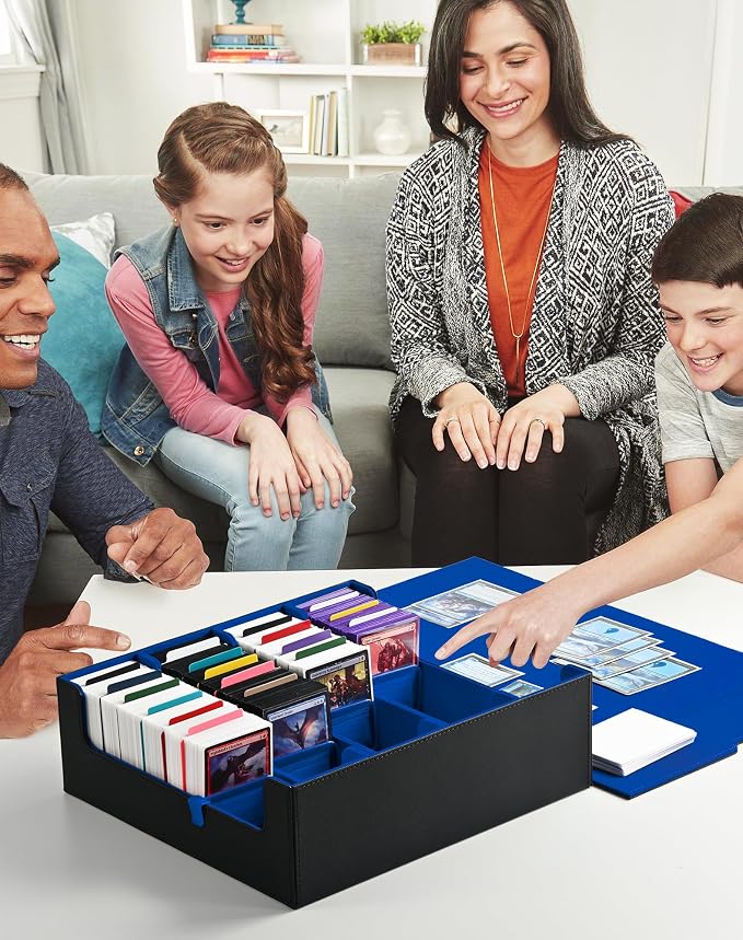 ZLCA Card Storage Box for MTG PTCG, Commander Deck Box Holds 3200+ Cards, Trading Card Storage Case with 4 Stoppers, Card Organizer for TCG Sport Cards(Black&Blue) - Image 7