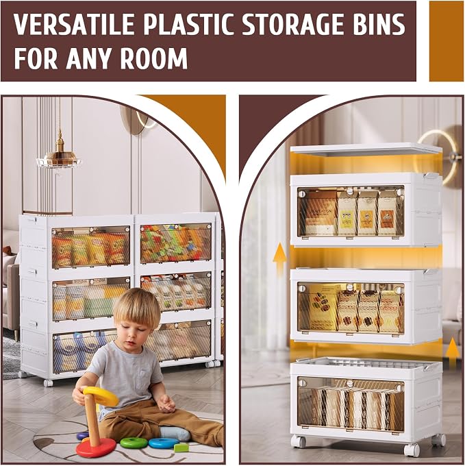 QudraKast 3-Tier Stackable Plastic Storage Bins - 67QT Stackable Storage Bins - Closet Organization, Suitable for Bedroom, Organization and Boxes for Study, Toy Room, Office - Image 6