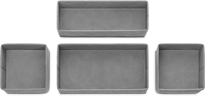 Whitmor 6283-9871 Set of 4-Crosshatch Gray Drawer Organizer (Pack of 2) - Image 4