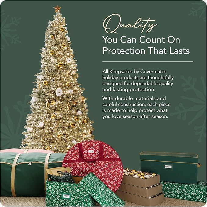 Covermates Keepsakes Rolling Adjustable Ornament Storage Bag – Heavy-Duty Polyester, FlexGrid Trays & Padded Dividers – Protective Holiday Organizer with Wheels, Handles & ID Window, Red - Image 7
