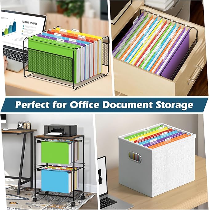 V-Opitos 48 Pack Bulk Hanging File Folders with 1" Expansion | 1/5-Cut Adjustable Tabs, for Letter Size Paper, Extra Capacity, School Classroom, Office Supplies - Image 7