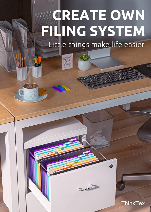 ThinkTex Plastic Expanding Hanging File Folders, 7 Innovative 1.2/'' Accordian Pockets, Large Capacity, Multi-Color Tabs, Letter Size for Filing Cabinet - Black-6 pack | Large Capacity, Multi-Color Tabs, Letter Size for Filing Cabinet - Black-6 pack - Image 6