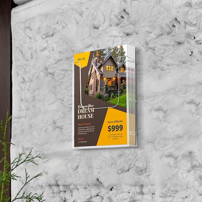 Wesiti Acrylic Brochure Holder 8.5 x 11 Inches Wall Mount Flyer Holder Plastic Slat Wall Display Single Pocket Box for Magazines Poster Papers Files Menu Pamphlet Literature Documents (24) - Image 6