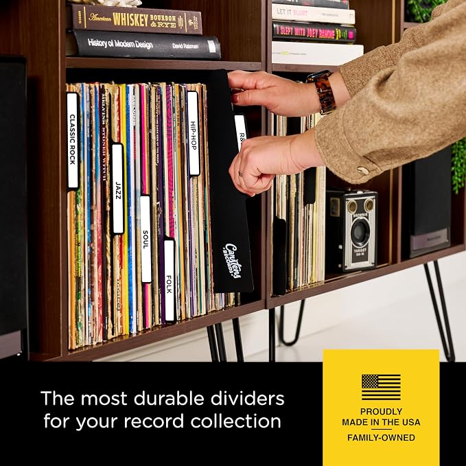 Carstens Records Heavy Duty Vinyl Album Dividers | 12" LP Organizers with Tabs | Pack of 32 Black | Made in The USA | Personalizable - Image 8