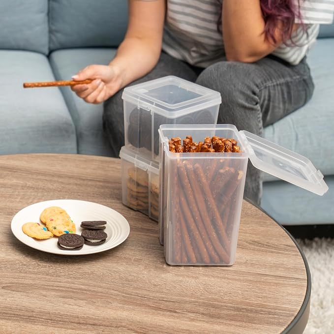 IRIS USA Food Storage Containers Set, 8 Pack Combo Set, Food Grade Plastic | BPA-Free, Clear View, Flip Top Lid, Stackable, For Snacks, Cereal, Pasta, Flour, Sugar - Image 7