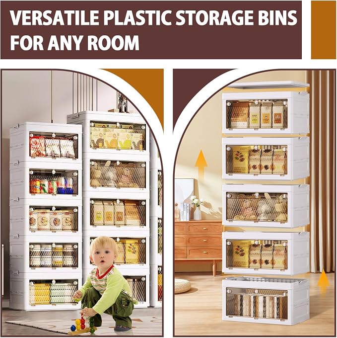 QudraKast 5-Tier Stackable Plastic Storage Bins - 23QT Stackable Storage Bins - Closet Organization and Storage, Suitable for Bedroom, Organization and Storage Boxes for Study, Toy Room, Office - Image 6
