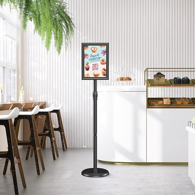 Relx Sign Holder Stand 8.5x11 inch - Adjustable Floor Standing Sign Holder - Signage Stand with Snap-Open Frame Display for Malls,Schools,Restaurants - Image 9