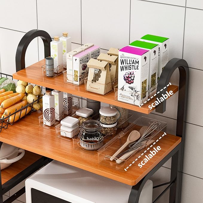 BLULEE 4-in-1 Expandable Drawer Organizer Set, Adjustable Clear Bins | with Dividers for Kitchen, Bathroom, Vanity & Office, Scalable Trays for Cosmetics, Utensils & Desk Accessories (4 Pcs) - Image 6