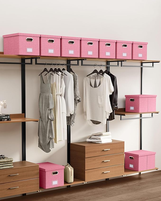 File Organizer, File Box, File Cabinet for Letter File Folder Storage, Portable Storage Bins with Lids for Office/Decor/Home, 1 Pack, New-pink-Box only - Image 7