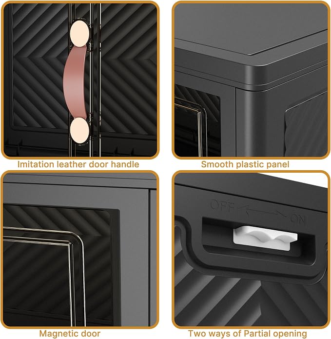 Stackable Storage Bins with Lids, 600QT Closet Organizers and Storage Cabinet with Doors & Wheels, Lockable Plastic Foldable Drawers for Bedroom Dorm Office Garage(120QT*5,Black) - Image 8