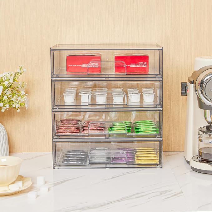 Vtopmart 12.1''W Clear Stackable Storage Drawers,3 Pack Acrylic Plastic Organizers Bins for Makeup Palettes, Cosmetics, and Beauty Supplies,Ideal for Vanity, Bathroom,Cabinet,Desk Organization | Clear Pull-Out Plastic Drawers, Stackable Design for Make... - Image 7