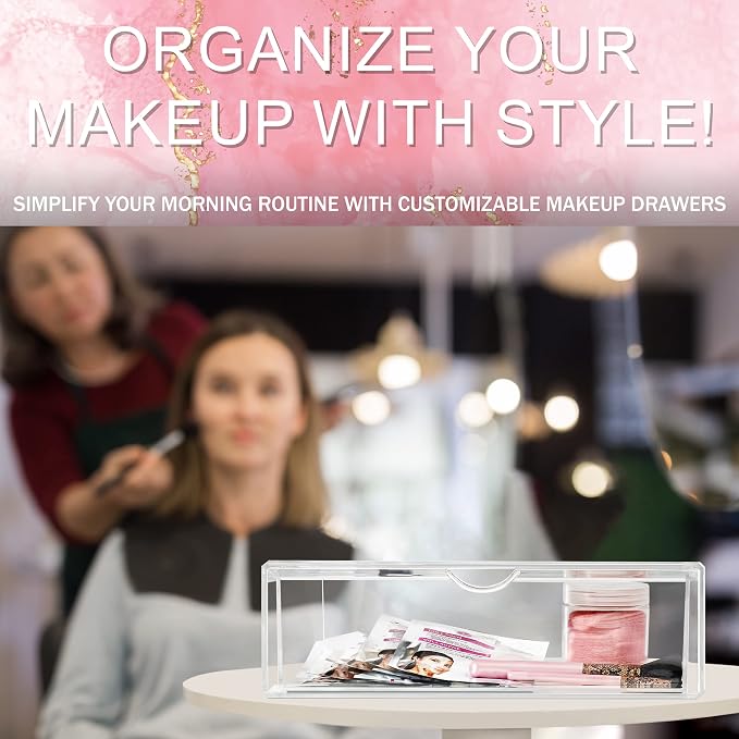 Sorbus Large Stackable Acrylic Drawers - 1 Clear Storage Drawers for Organizing Make up, Nail Polish, Hair Accessories, and Beauty Supplies - Makeup Organizer for Vanity, Bathroom Organizer Countertop - Image 8