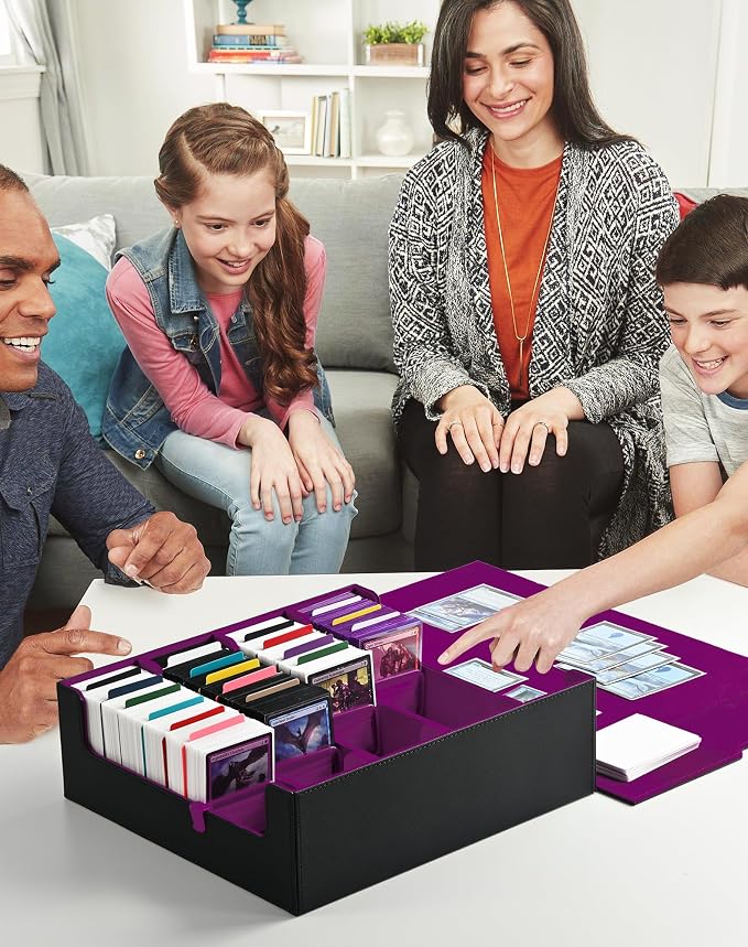 ZLCA Card Storage Box for MTG PTCG, Commander Deck Box Holds 3200+ Cards, Trading Card Storage Case with 4 Stoppers, Card Organizer for TCG Sport Cards(Black&Purple) - Image 7