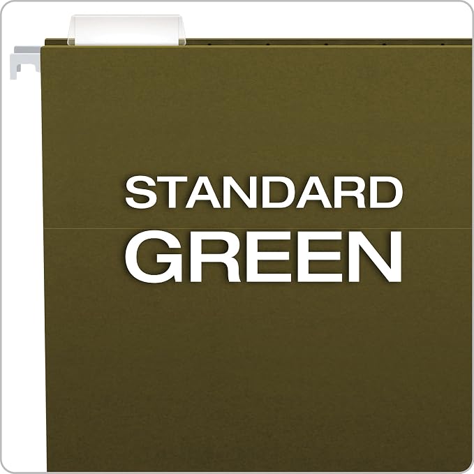 Pendaflex Extra Capacity Reinforced Hanging File Folders, 2", Legal Size, Standard Green, 1/5 Cut, 25/BX (4153x2) & Recycled Hanging Folders, Legal Size, Standard Green, 1/5 Cut, 25/BX (81622) - Image 7