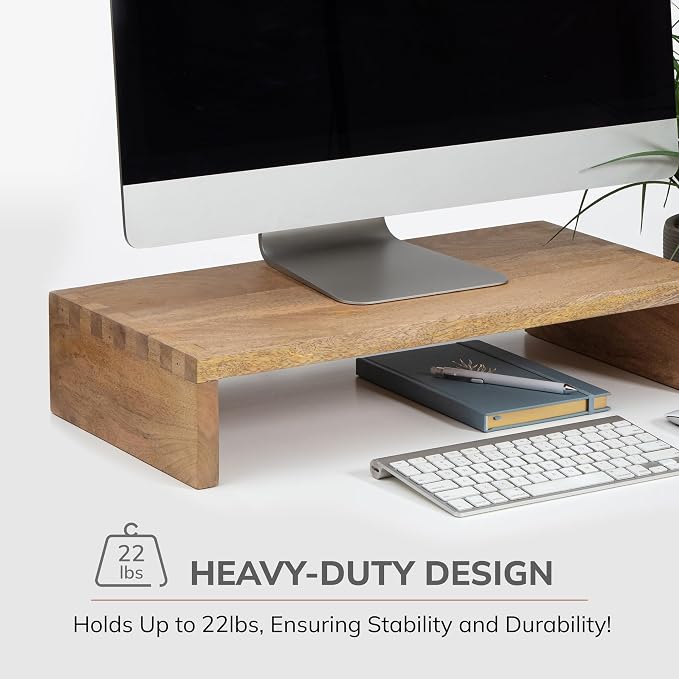 Anji Mountain Wooden Monitor Stand - Elegant Monitor Riser, Perfect Monitor Stand for Desk Organization, Durable Wood Construction monitor stands, Enhances Ergonomics and Workspace Efficiency,Natural - Image 8