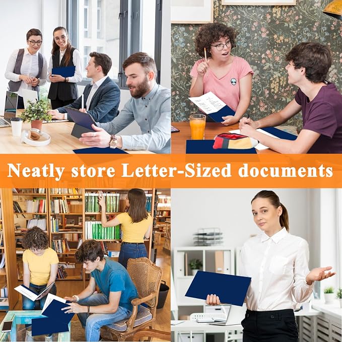 pmybupo Two Pocket Folders,100 Pack Blue Folders with Pockets Fit Letter Size Paper,Thick Paper File Folder for School Office Business Home,Assorted 6 Colors - Image 6