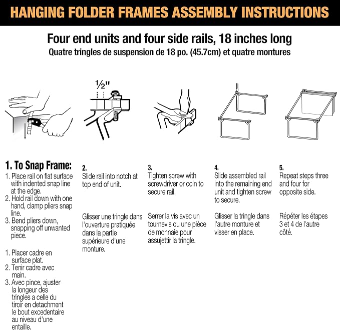Officemate Hanging File Frame, Letter Size (Fits 24″–27″), Adjustable Heavy-Duty Steel File Drawer Organizer for Desks, Cabinets & Shelves (91964) - Image 8