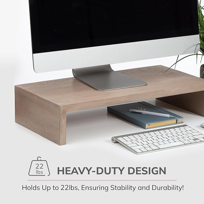 Anji Mountain Wooden Monitor Stand - Elegant Monitor Riser, Perfect Monitor Stand for Desk Organization, Durable Wood Construction monitor stands, Enhances Ergonomics and Workspace Efficiency,Biscotti - Image 8