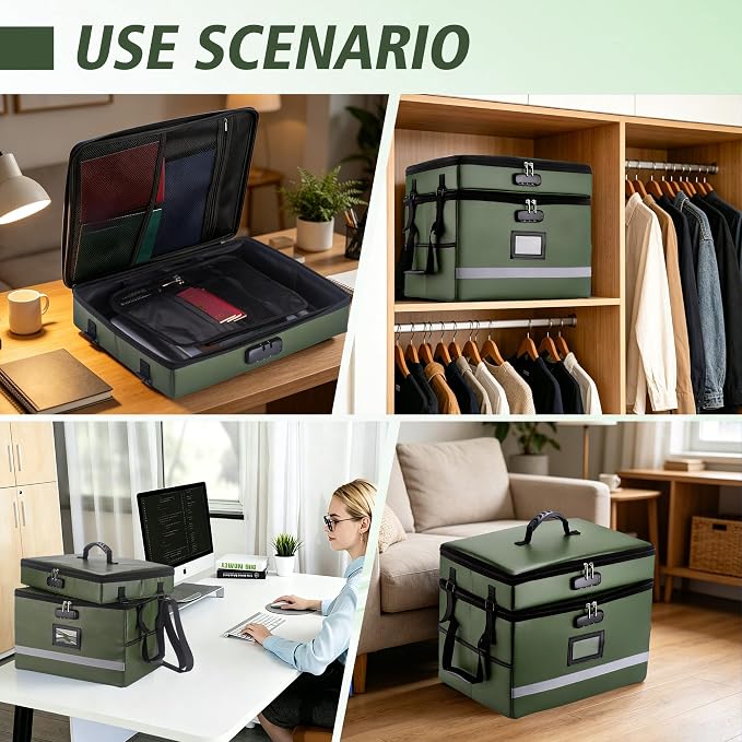 EXLIFBAG 2 Layer File Box with Lock, Portable Document Organizer Box with Handle, Fireproof File Box for Home Office, Legal File Organizer Storage - Image 7