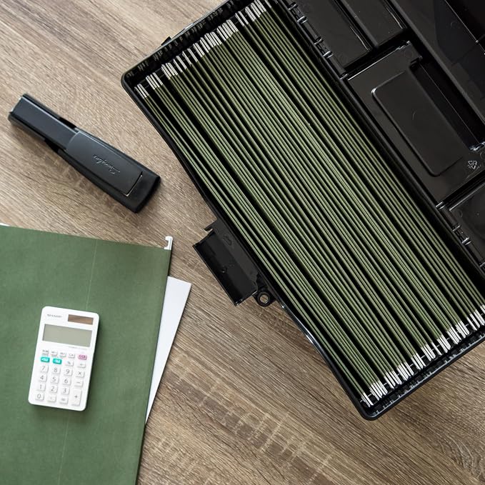 IRIS USA Slim Portable File Box Organizer with Lid, Letter Files, Black | Carry letter size files, folders and paperwork with a slim portable design and secure storage for everyday organization - Image 7