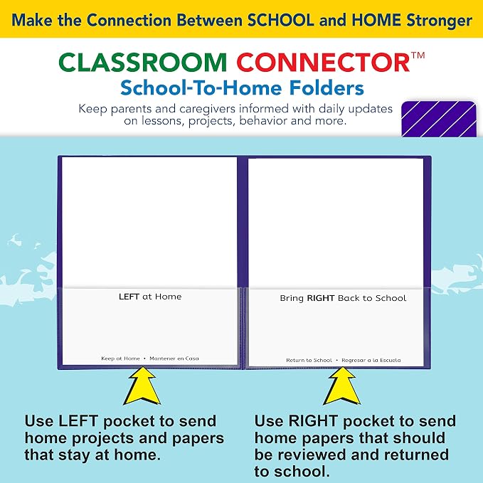 C-Line Classroom Connector School-to-Home Folders, Purple, 25 per Box (32009) - Image 5