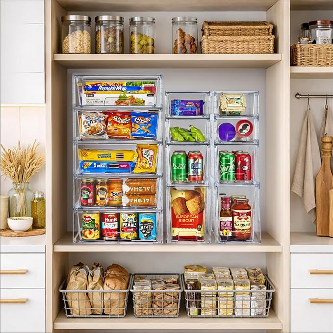 Sorbus Stackable Clear Storage Drawers, Pull-Out Organizer Bins – Large Plastic Drawer Organizers for Bathroom, Under Sink, Closet, Pantry & Kitchen Organization (10 Pack) - Image 6
